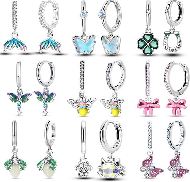 Ohrringe 925 Silber, Schmetterling Libelle, Kristall, Damen - Bild 1