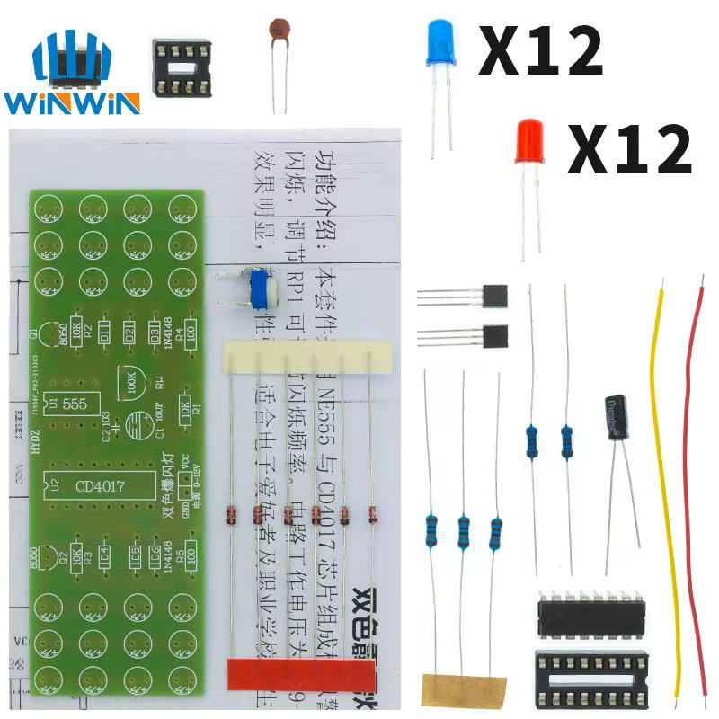 AITEWIN ROBOT DIY LED Elektronik-Blinklicht-Kit mit NE555 und CD4017 IC in Rot, Blau und Multicolour - Bild 2