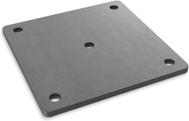 SO-TECH Anschweißplatte aus Stahl Q235 in Schwarz, B/T/H: 200 x 200 x 8 mm, mit 5 Befestigungslöchern Ø14 mm und abgerundeten Ecken - Bild 1