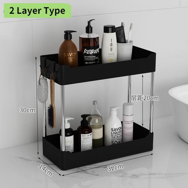 Binchi Outdoor Product Küchenorganizer Unterspülbecken-Organizer als 2-stöckiger Schubladeneinsatz in Schwarz, Breite: 32,0 cm, Tiefe: 30,0 cm - Bild 1