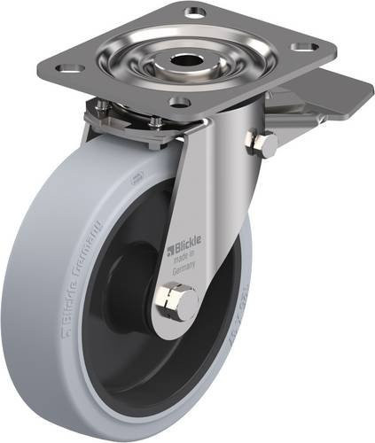 Blickle Lenkrolle LX-POEV 125XR-ST-SG mit Feststeller in Schwarz-Grau aus Edelstahl, Rad-Durchmesser: 125 mm, Tragfähigkeit: 250 kg - Bild 1