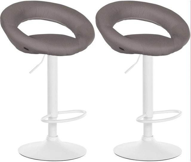 DELUKE 2er Set Barhocker MEKIM, höhenverstellbare Barstühle mit Lehne und Drehsitz, Stoff Grau, B/T/H: 52 x 47 x 77 cm - Bild 1