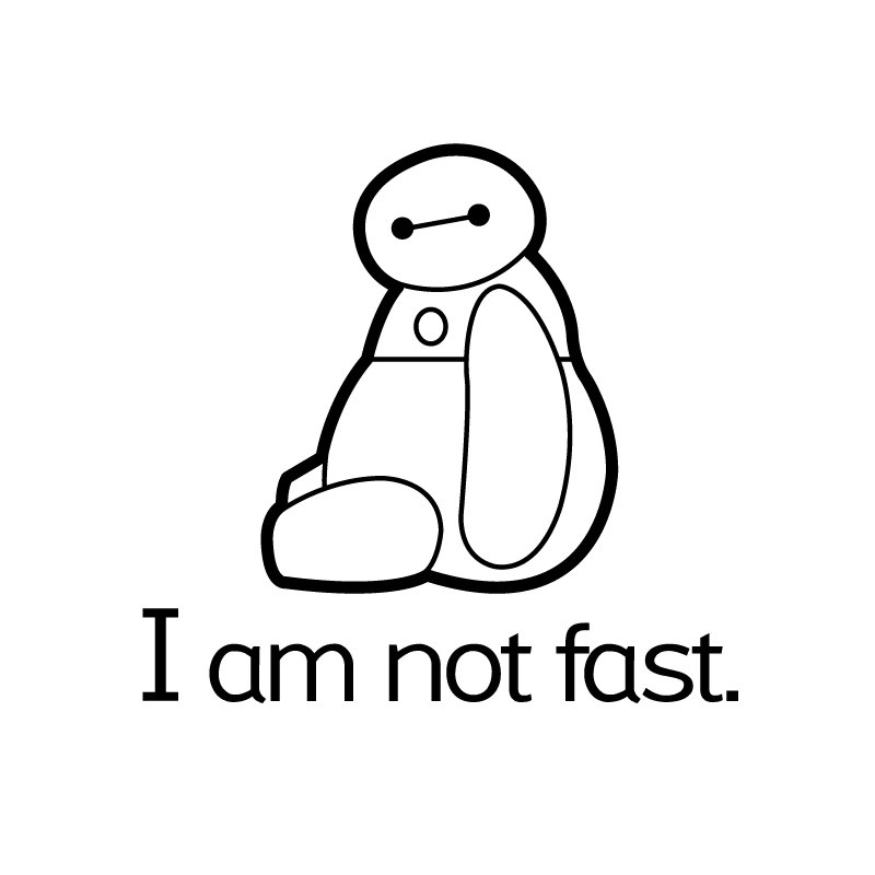 Wasserfester Vinyl-Kunstaufkleber Baymax Big Hero I Am Not Fast Zitat in Blau und Weiß für Auto, Fenster oder Laptop - Bild 5