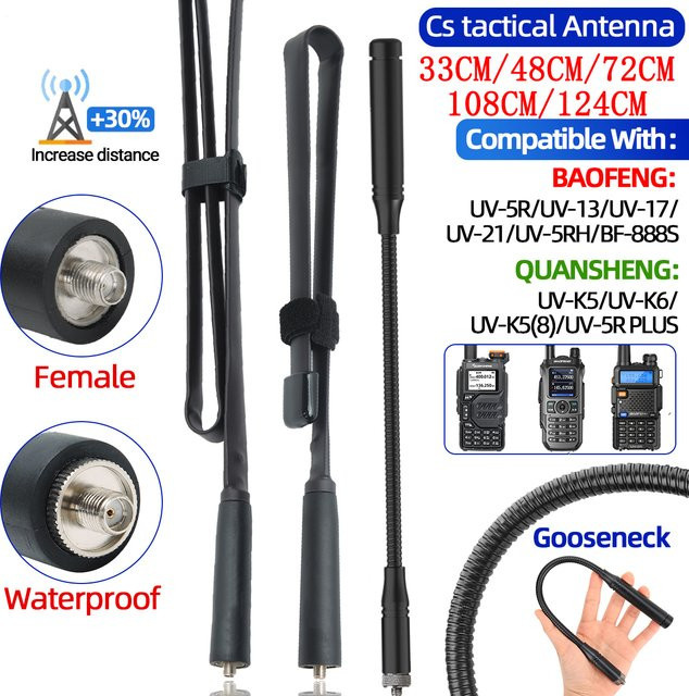 KEEPTOP Taktische Dual Band Antenne VHF UHF 144/430 MHz mit SMA-Buchse, faltbar, Schwarz, für Walkie Talkie Baofeng UV-13PRO UV-5R und Quansheng - Bild 1