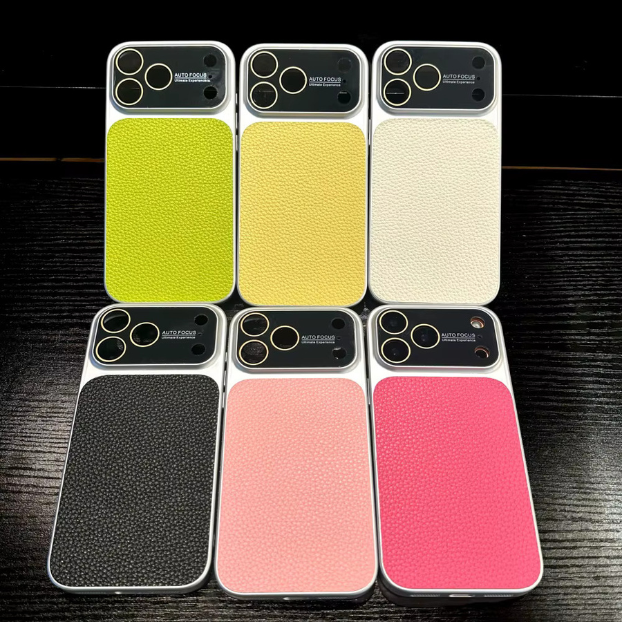 Stoßfeste Apple iPhone Handyhülle aus mattem Lychee-PU-Leder in Schwarz mit großem Fenster und rutschfester Abdeckung - Bild 2