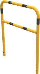 Schake Abweisebügel aus Stahlrohr Ø48mm mit Querholm, beschichtet, gelb/schwarz, Breite: 100 cm, Höhe: 120 cm - Bild 1