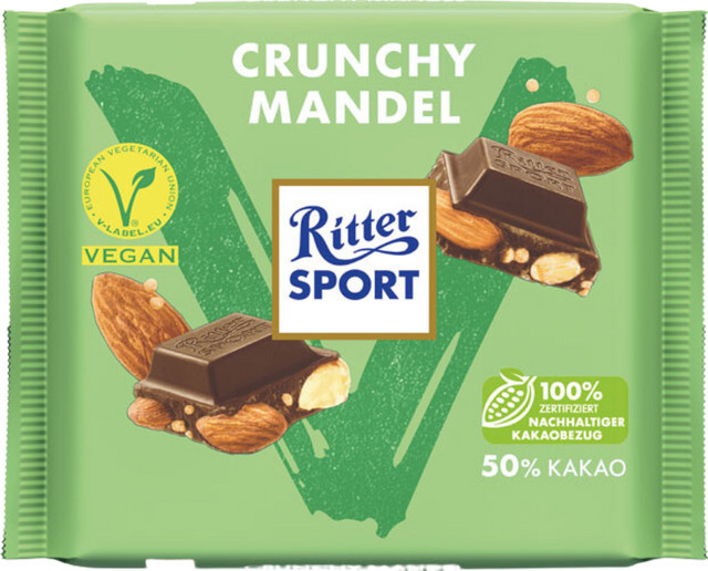 Ritter Sport Vegan Crunchy Mandel Schokoladentafel 100 g - Bild 1