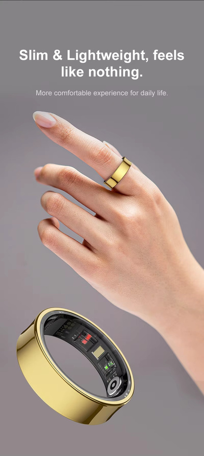 Sinbeda Smart Ring R09 Silber Unisex Fitness Tracker mit Herzfrequenz- und Hauttemperatur-Monitor, 5ATM Wasserdicht, kompatibel mit Android und iOS - Bild 5