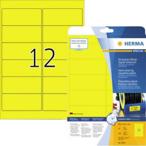 Herma Signal-Etiketten 8029 aus Polyester-Folie, Gelb, B: 99,1 mm, H: 42,3 mm, 300 Stück, für Laserdrucker - Bild 1