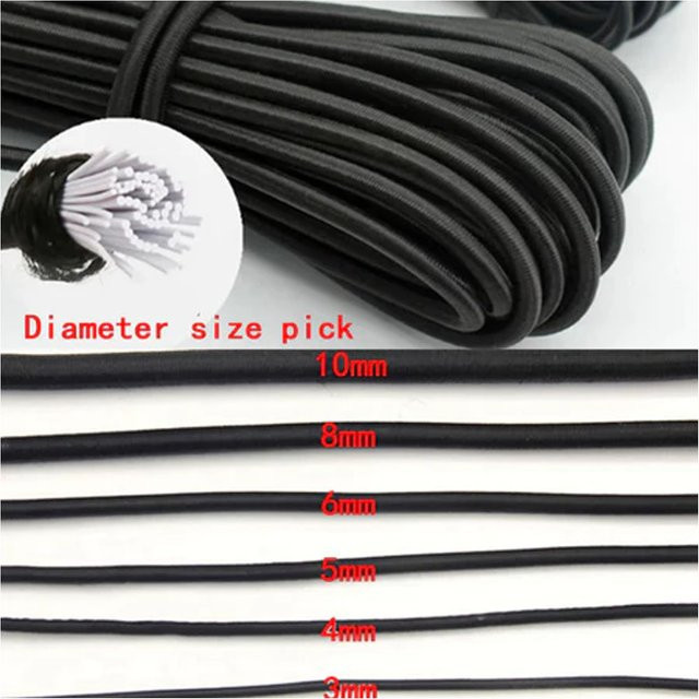 Schwarzes elastisches Rundum-Gummi-Stretchseil für Näharbeiten und DIY-Zubehör, 5 Meter - Bild 1