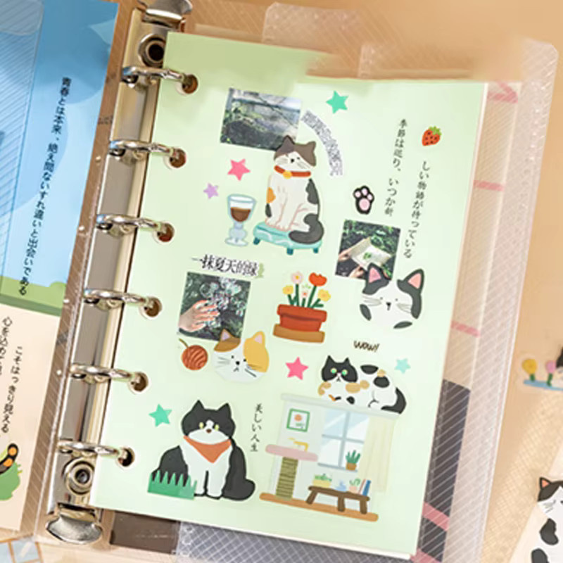 Mr.Paper 6 Packungen Niedliche Kawaii Katzen-Themensticker für Journal, Scrapbooking und DIY-Dekoration, Mehrfarbig - Bild 1