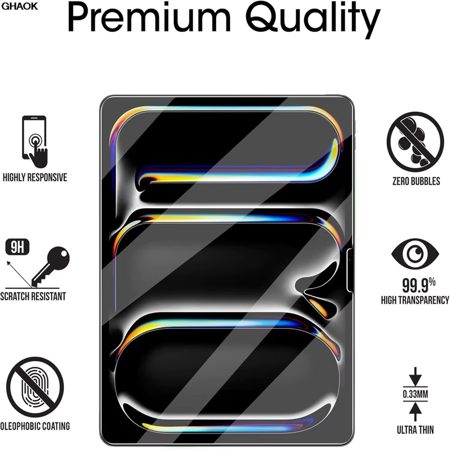 2 Stück Gehärtetes Glas Displayschutzfolie für Apple iPad Air 5 4 sowie iPad Pro 12.9 11 13 Zoll M4 M2 M3 M5 in Transparent HD Klar - Bild 3