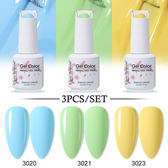 Clou Beaute Solid Nail Gel Polish, 3er Set, Glänzend - Bild 1