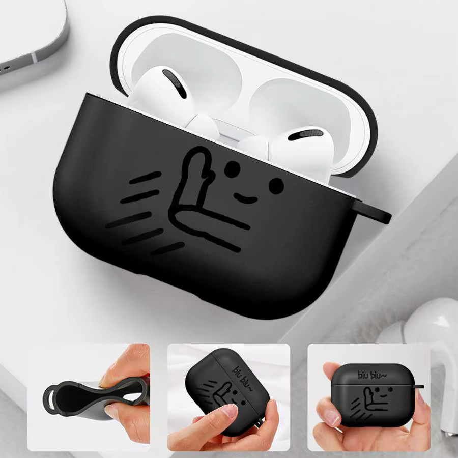 Schutzhülle für Apple AirPods Pro und AirPods 4 in Schwarz mit Herz-Design - Bild 3