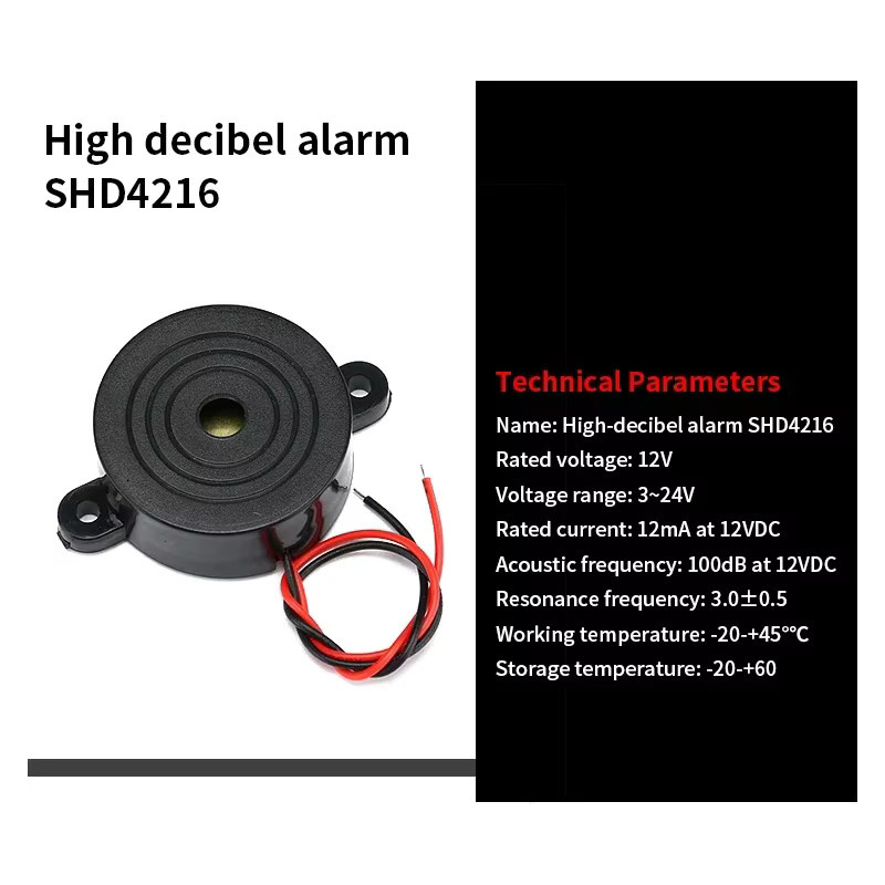 Aktiver Piezo-Summer SFM-27 SFM-20 für Motherboard, magnetisch, kontinuierlich oder intermittierend, Schwarz, 3–24 V - Bild 3