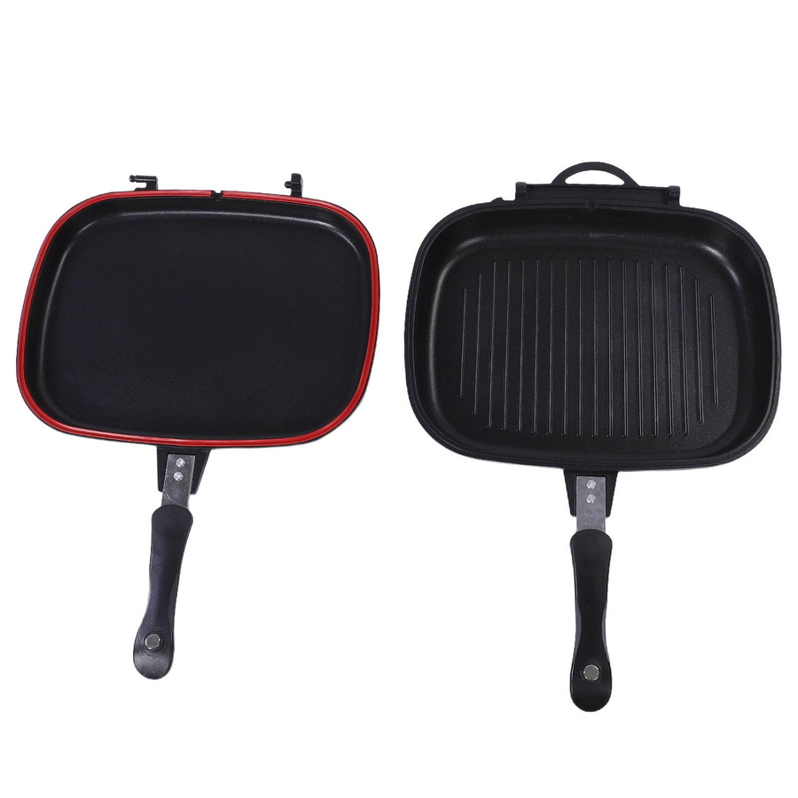 Doppelseitige Grillpfanne aus Gussaluminiumlegierung mit Antihaftbeschichtung, quadratisch, Größe L - Bild 2