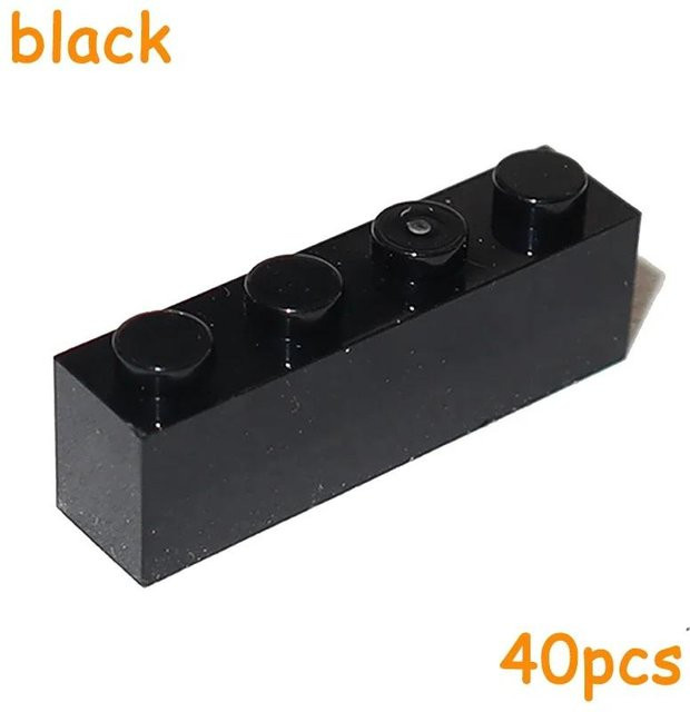 Bausteine 1x4 Steine Noppen, 40-teiliges Set, schwarz, ab 14 Jahren - Bild 1