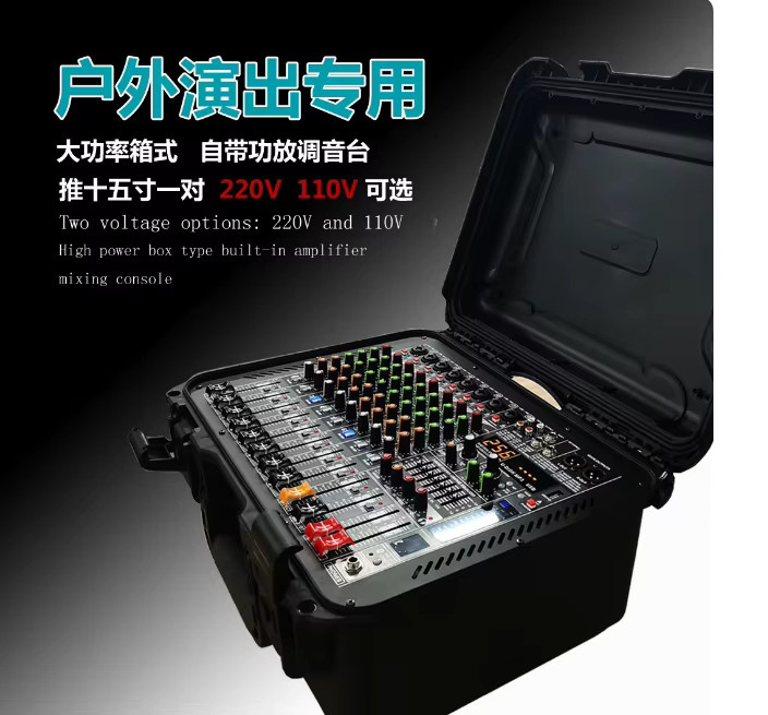 8-Kanal-Powermixer mit integriertem Verstärker in Schwarz für professionelle PA-Systeme - Bild 2