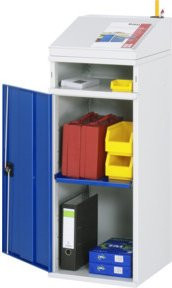 Rau Beistellschrank Stehpult Modell 01 aus Stahlblech mit Türen und Innenschubladen B/T/H: 45 x 52 x 111 cm - Bild 1
