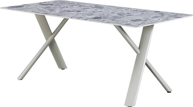 Mömax Esstisch modern in Grau und Beige mit X-Frame Gestell, B/T/H: 180 x 76 x 90 cm - Bild 1