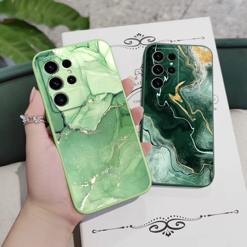 Handyhülle mit Marmor Textur für Samsung Galaxy S25 S24 S23 S22 S21 S20 S10 S10E Ultra Plus FE Note 20 Ultra 10 Plus in Grün - Bild 3