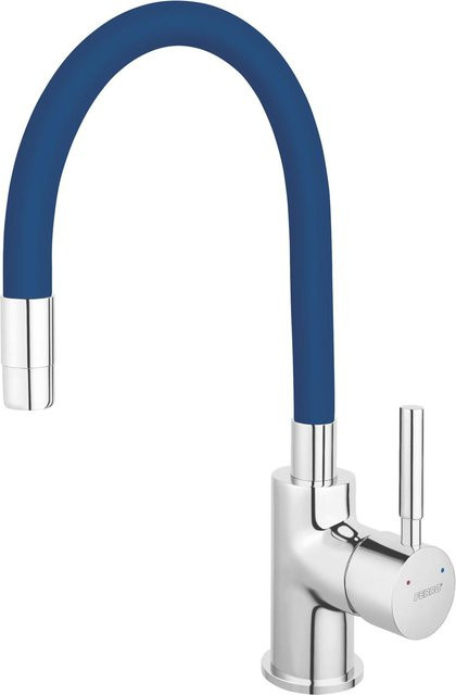 Zumba Bateria Küchenarmatur in Chrom mit flexiblem blauen Auslauf in zylindrischer Form - Bild 1