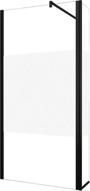 Duschparadies Walk In Duschwand mit 30cm Flipper, Glasstärke 10mm, Nano-Beschichtung, Satiniert mit Streifen, Schwarzrahmen, B/T/H: 120 x 200 cm - Bild 1