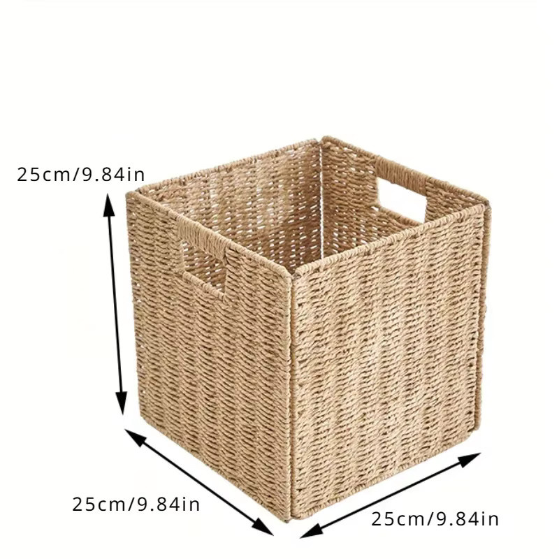 Aufbewahrungskorb aus Rattan in Beige und Weiß mit offener Webstruktur - Bild 2