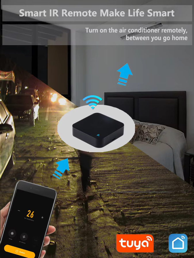 Tuya WiFi IR-Universalfernbedienung für Smart Home, Infrarot-Steuerung für Klimaanlage und Fernseher, Schwarz - Bild 5