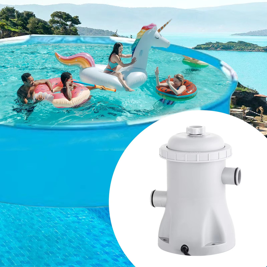 Elektrische Poolfilterpumpe in Weiß mit 2 Filterkartuschen, 330 GPH Wasserpumpe für Planschbecken - Bild 2