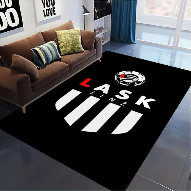 NuanSue Home LASK LINZ LOGO Teppich mit Kinder-Motiv, Schwarz, Rutschfest und Waschbar, B/T: 80 x 120 cm - Bild 1