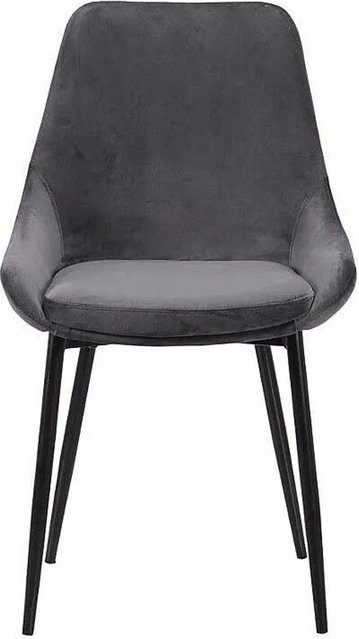Vente-unique Stuhl Masurie in Anthrazitgrau aus Samt, Breite: 49 cm - Bild 1