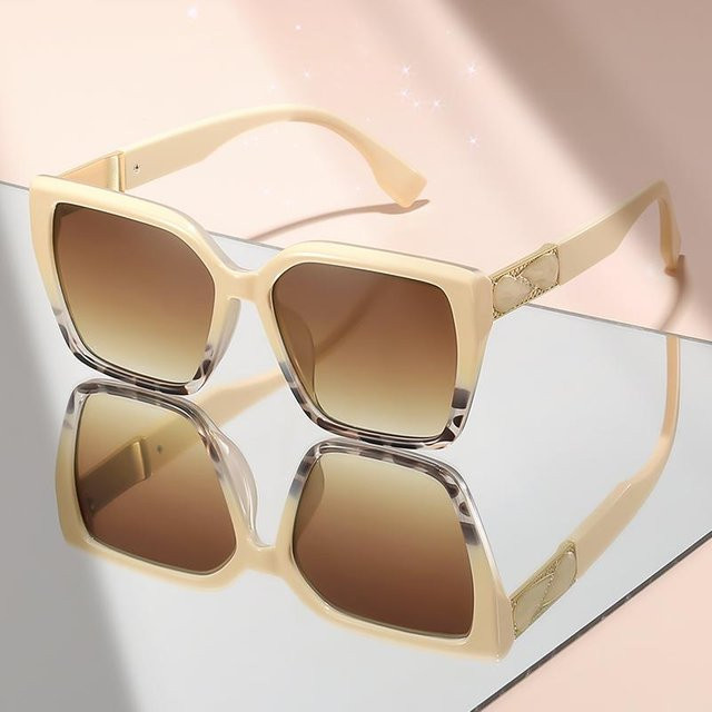 Dote Sonnenbrille Square, Vollrand, Kunststoff, Beige, Damen - Bild 1