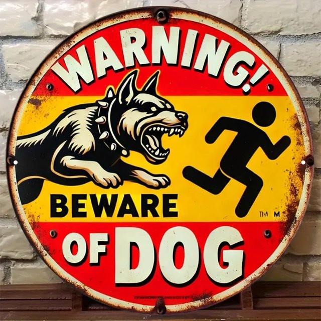 CIFBUY Vintage Vorsicht Hund Warnschild aus Aluminium für den Garten - Bild 1
