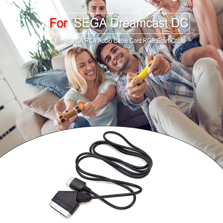 ALLOYSEED VGA RCA Audio-Kabel Schwarz für Dreamcast zur Bildqualitätsverbesserung, Länge: 1,8 m - Bild 5