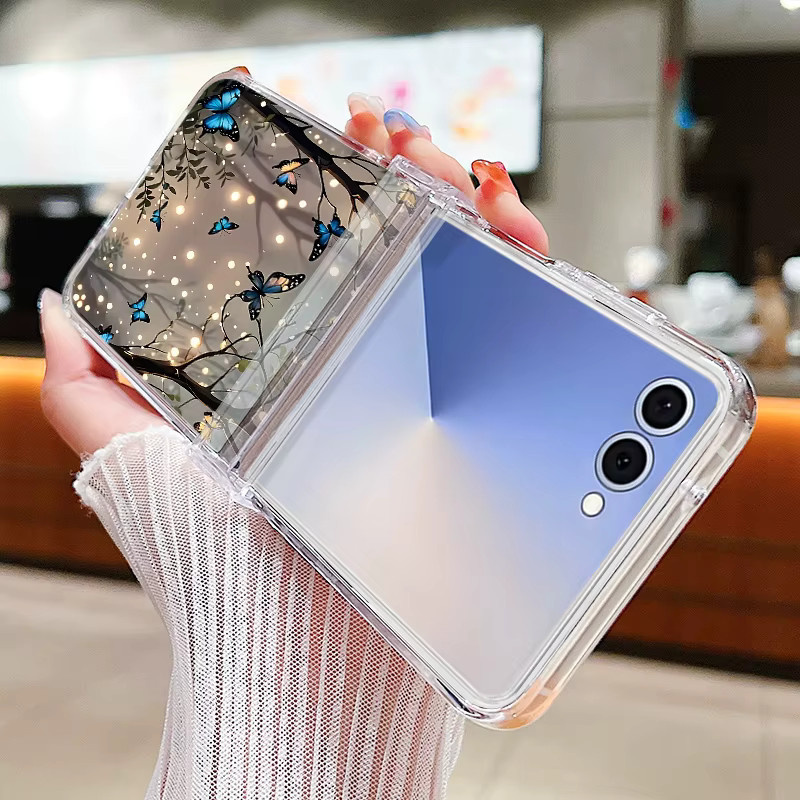 Samsung Galaxy Z Flip 7 Handyhülle mit Wald-Schmetterlings-Muster in Transparent - Bild 2