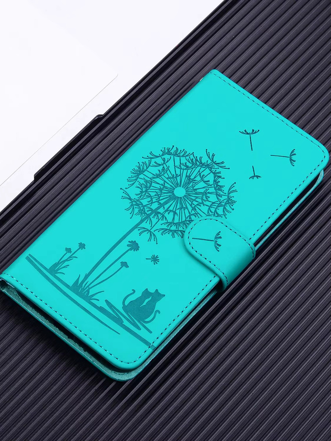 HKNR Leder Telefon Brieftasche Flip-Cover für iPhone 11 bis 16 Pro Max in Lila oder Türkis - Bild 4