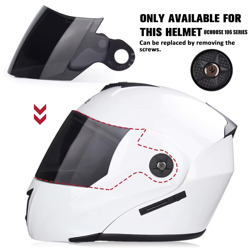 UCHOOSE Motorradhelm-Visier Set mit transparenten, schwarzen und silbernen Spiegellinsen für Facelift-Helme - Bild 2