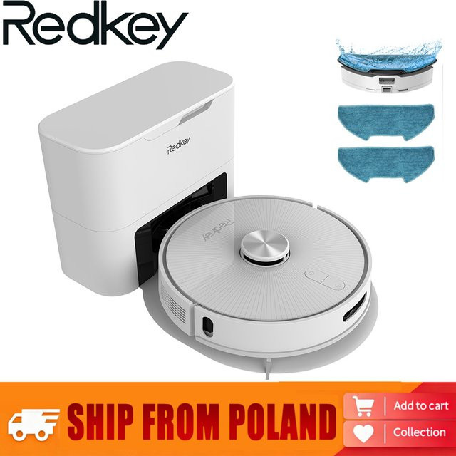 Redkey R10 Roboter-Staubsauger mit All-in-One-Ladestation, 4000Pa Saugkraft, LiDAR-Navigation und Akkulaufzeit von 180 Minuten in Weiß - Bild 1