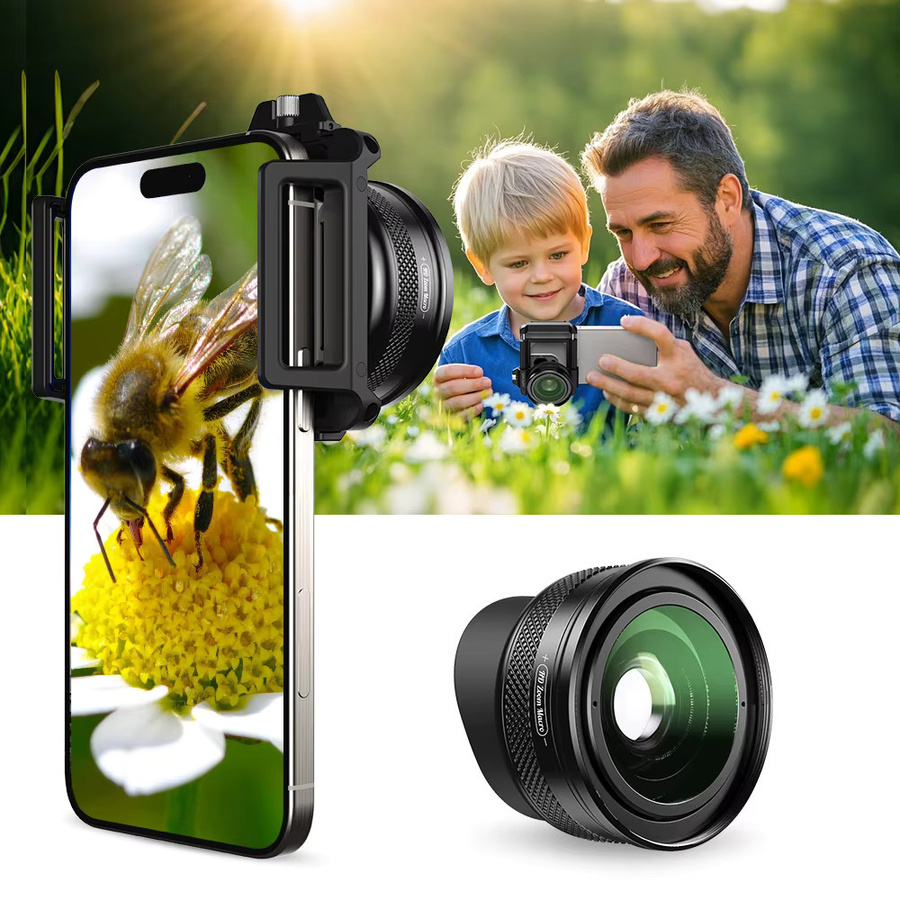 Apexel Makro-Objektiv mit 10-20X Zoom HD-Mikrolinse für Augen-Makrofotografie, kompatibel mit iPhone, Samsung und allen Smartphones, Schwarz - Bild 4