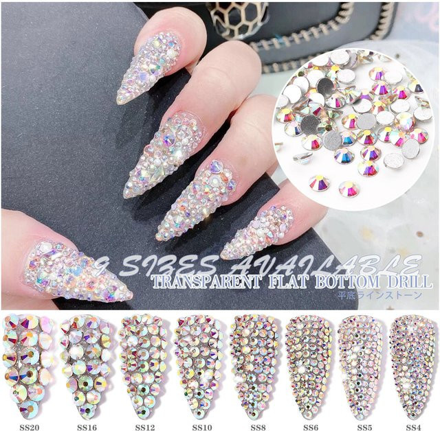 3D Flatback AB Clear Nail Art Strasssteine, 1440 Stück, Glasdiamanten - Bild 1