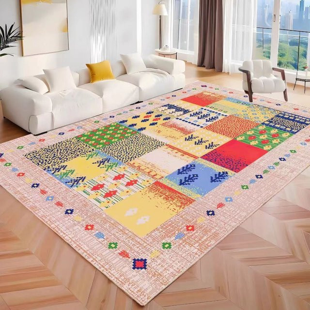 VIKAMA Vintage Teppich im französischen Stil, moderner Bodenmatte für Wohnzimmer und Schlafzimmer, Mehrfarbig, B: 160 cm, T: 80 cm - Bild 1