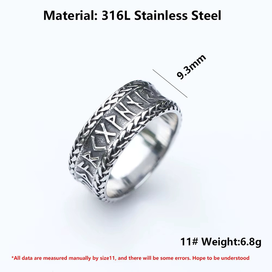 Vikingar Lin Ring, 316L Edelstahl, Herren, Nordischer Wikinger Odin Keltischer Knoten Runen-Amulett - Bild 3