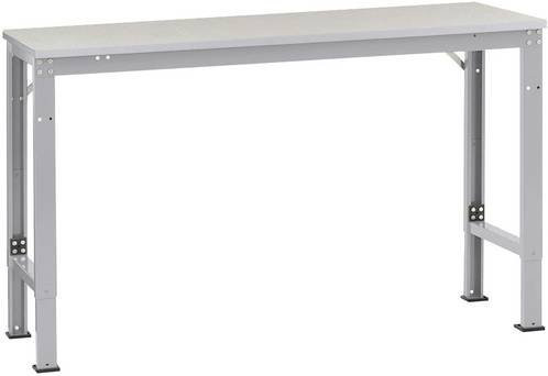 Manuflex AU8131.9006 Universal Arbeits-Anbautisch mit Melaminplatte in Alusilber, höhenverstellbar, B/T/H: 200 x 120 x 72,2-102,2 cm - Bild 1