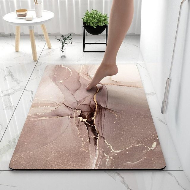 Saugfähige Badezimmermatte von Yiran Furniture in Beige, rutschfest und schnelltrocknend, B/H: 70 x 45 cm - Bild 1