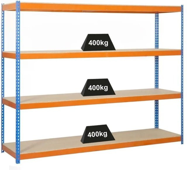 PROREGAL Schwerlastregal Big Wood Yeti mit 4 Fachböden, Blau-Orange, H x B x T: 200 x 120 x 60 cm - Bild 1