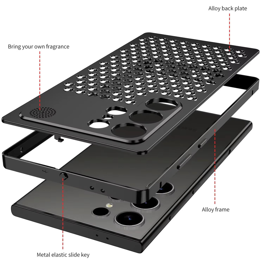 Stoßfeste Aluminium-Metall-Schutzhülle mit Wärmeableitung für Samsung Galaxy S23 Ultra, S24, S25 Ultra und S26 Ultra in Schwarz - Bild 5