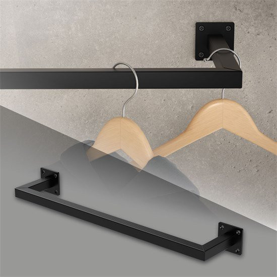 ML-Design Kleiderstange Wandmontage aus Stahl in Schwarz Matt, B: 60 cm, H: 12 cm - Bild 1