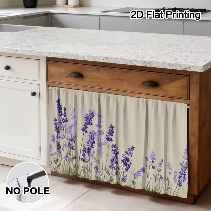 VIKAMA Vorhang mit lila Lavendel-Blumenmuster im ethnischen Stil für Küchenschränke, mehrfarbig - Bild 3