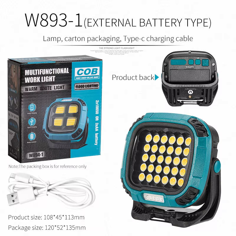 ESMARTER W893 Multifunktionale COB-Akku-Arbeitslampe mit LED, magnetischer Flutlichtstrahler in Schwarz - Bild 5